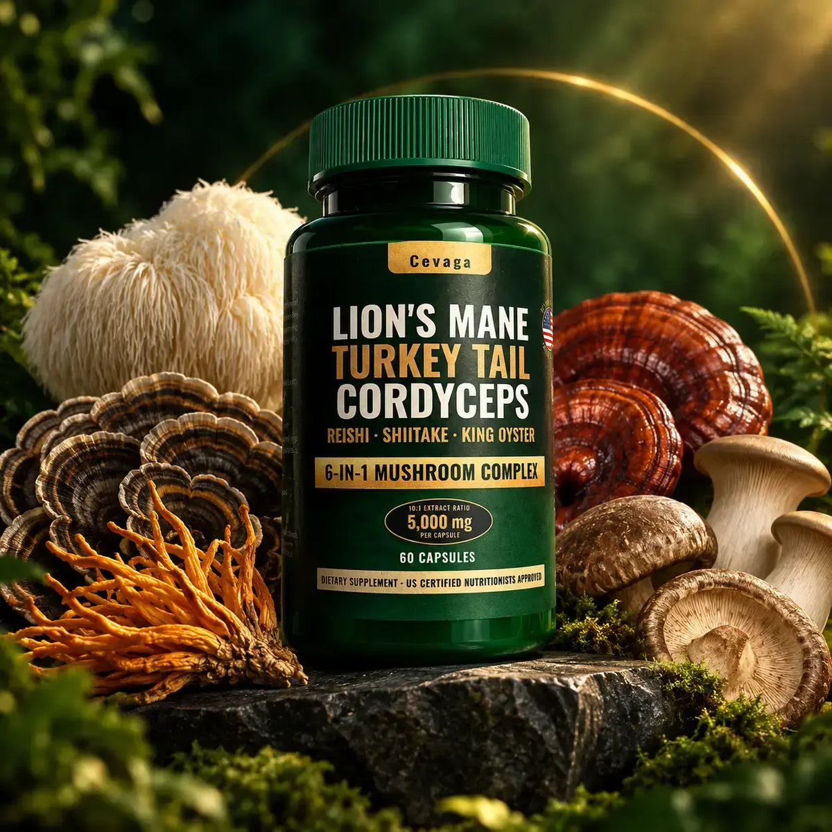 Lion's Mane, Turkey Tail, Cordyceps Mushroom Complex